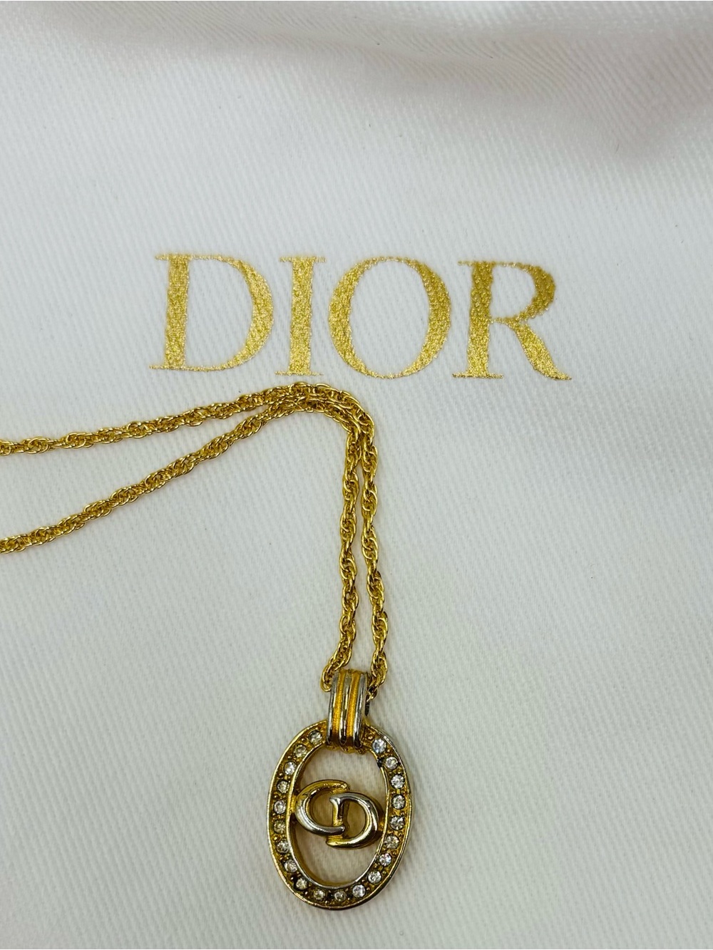 Christian Dior Gold-Tone Pendant Necklace with Chain - Picture 2 of 7